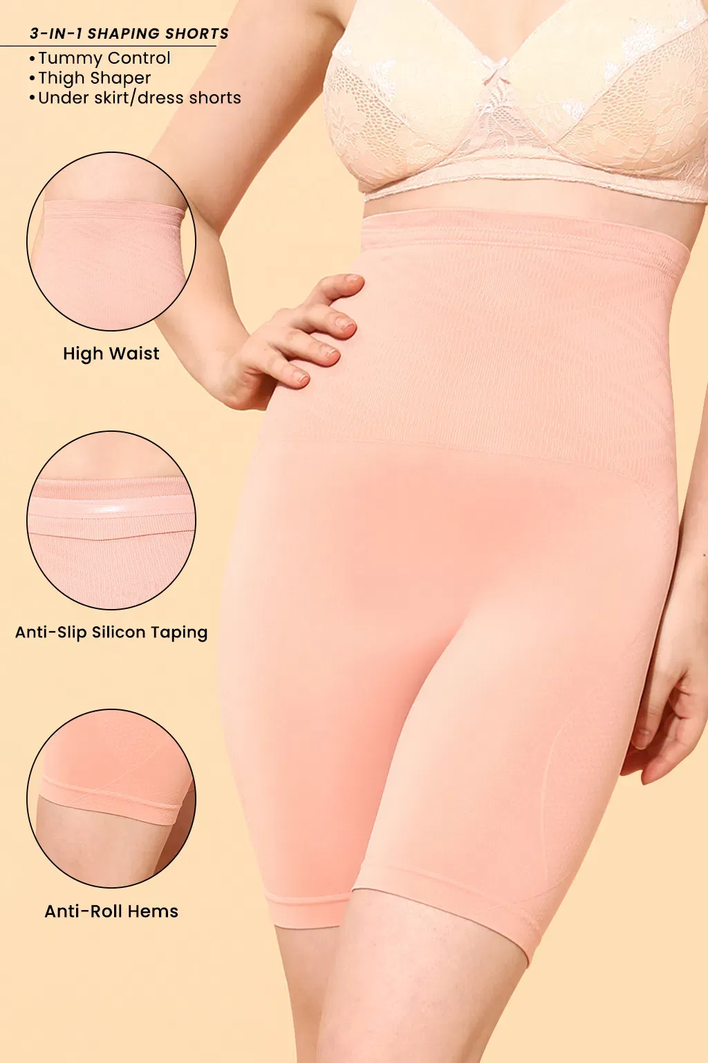 4-in-1 Shapewear in Peach - Tummy, Back, Thighs & Hips image 4