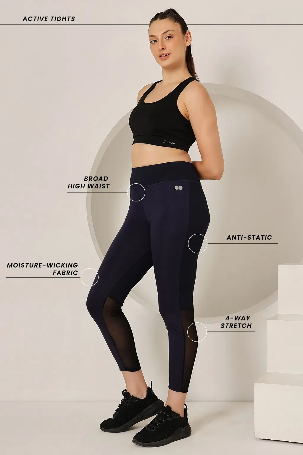Activewear Ankle Length Tights in Navy image 2