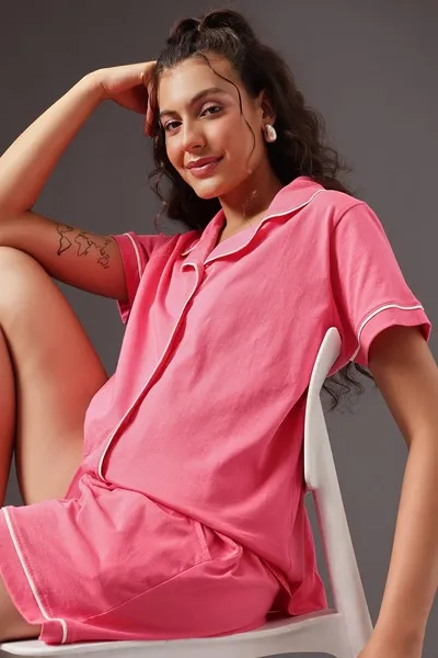 Button-Down Shirt & Shorts Set in Sunflower Yellow - 100% Cotton