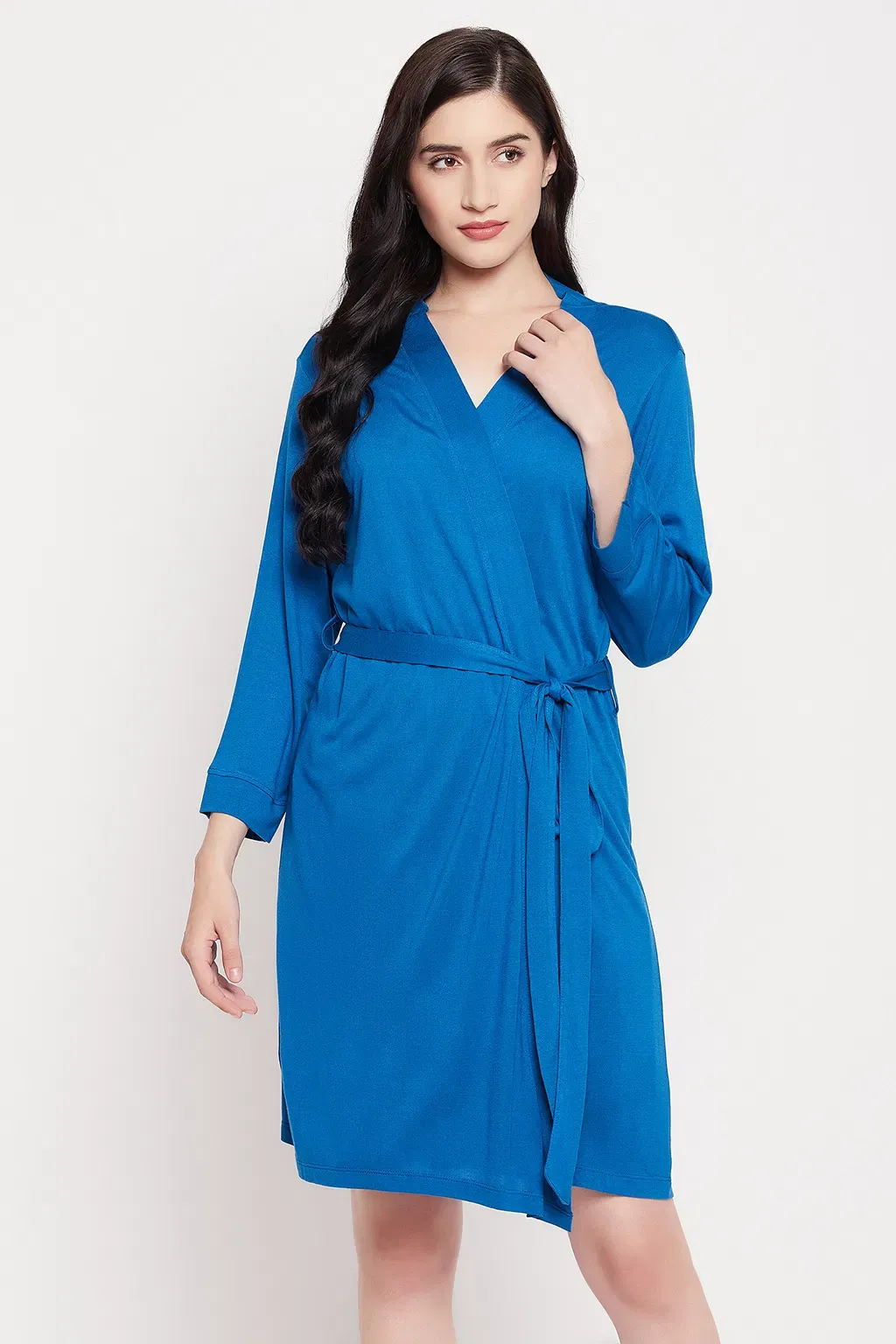 Chic Basic Robe in Cobalt Blue - Viscose image 3