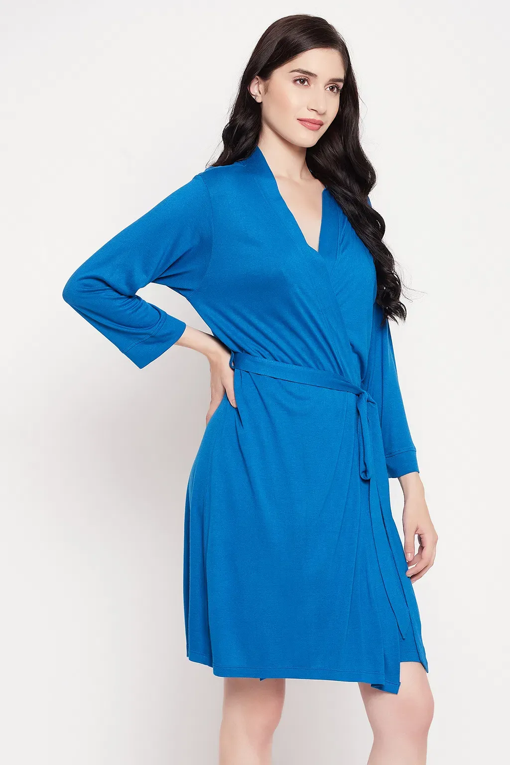 Chic Basic Robe in Cobalt Blue - Viscose image 4