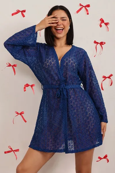 Chic Basic Sheer Robe in Dark Green - Mesh image 7