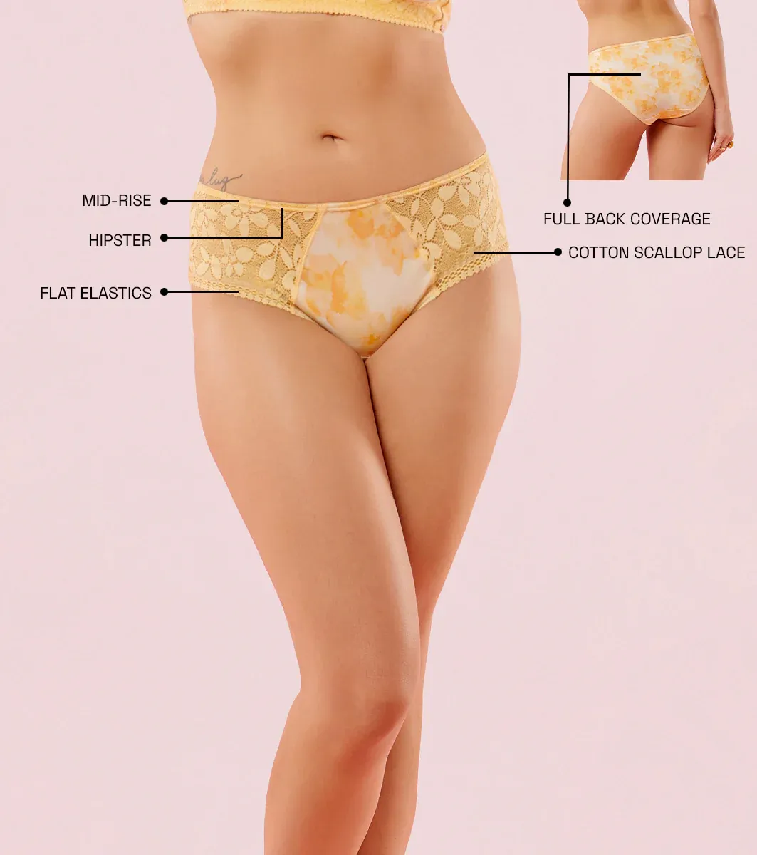 Enamor P151 The Lace Hug Mid-Waist Hipster Panty - Golden Haze image 5