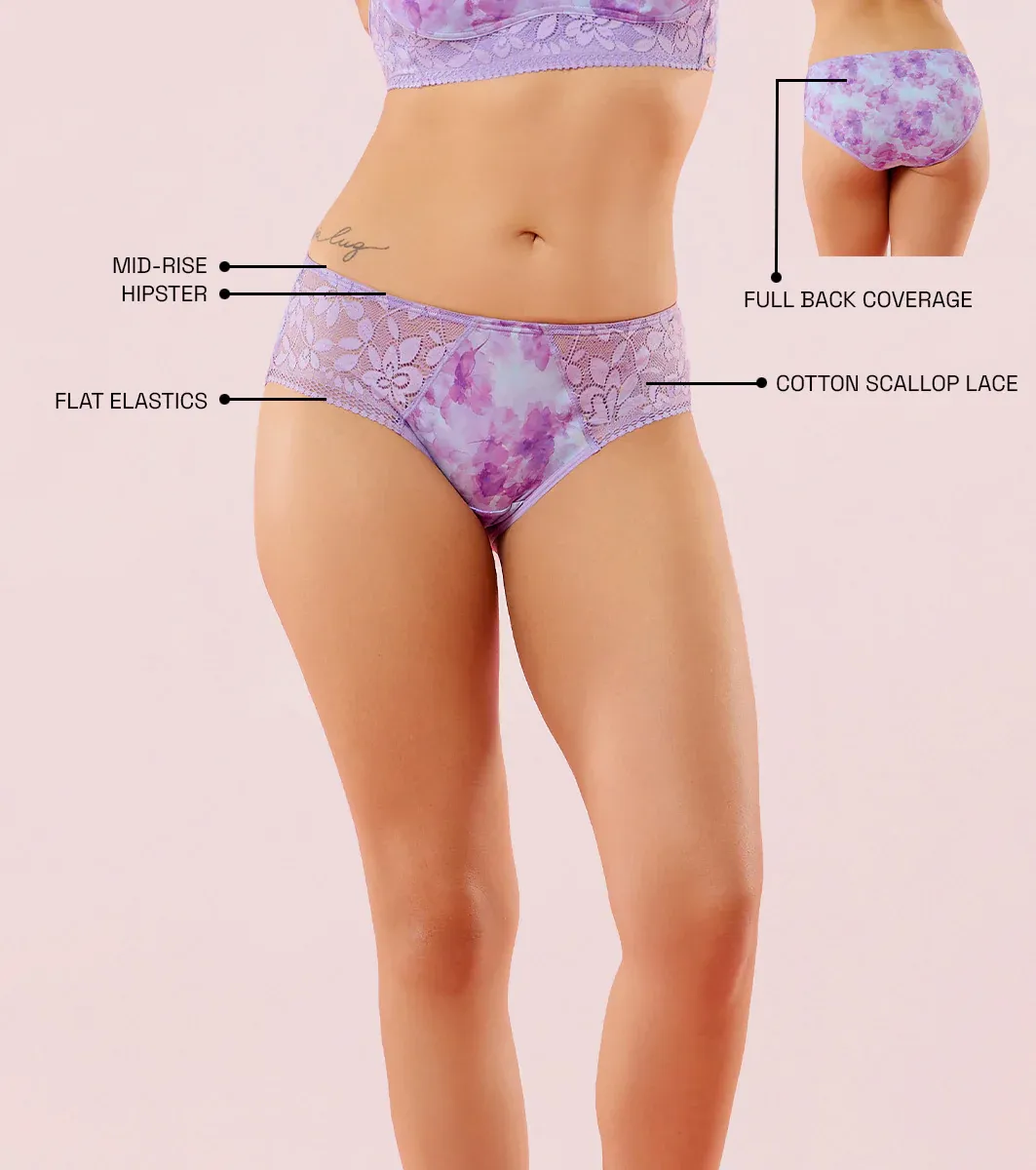 Enamor P151 The Lace Hug Mid-Waist Hipster Panty - Lilac Mist image 3