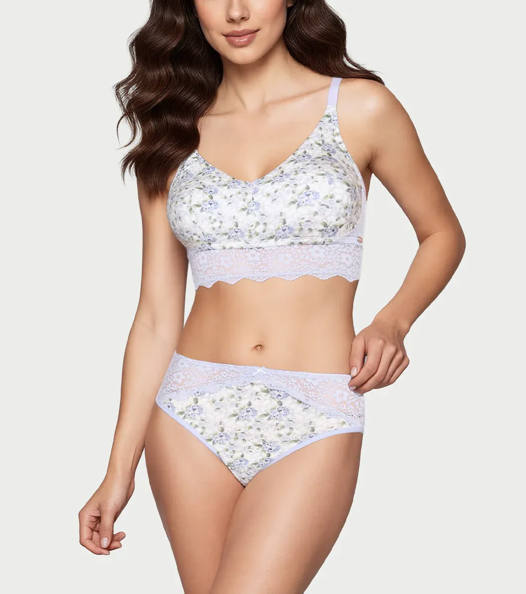 Enamor Printed Model Hipster Panty with Lace, Mid Rise, Full Back Cove