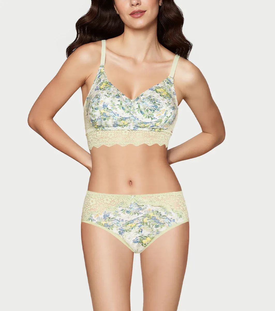 Enamor Printed Model Hipster Panty with Lace, Mid Rise, Full Back Cove image 2