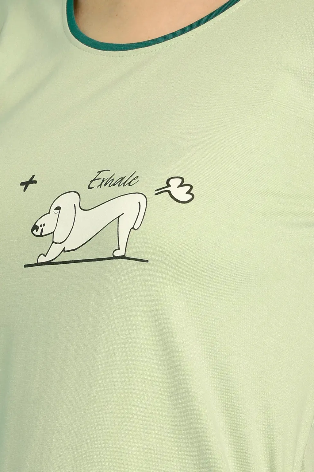 Graphic & Text Print Nighty in Mint Green - 100% Cotton image 10