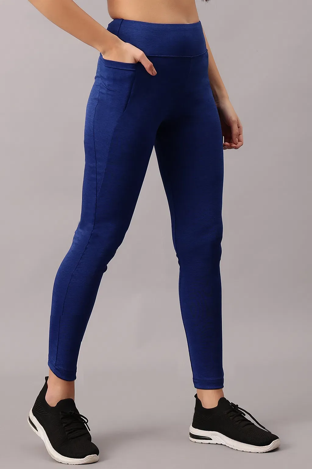 High Rise Active Tights in Navy with Side Pocket image 2