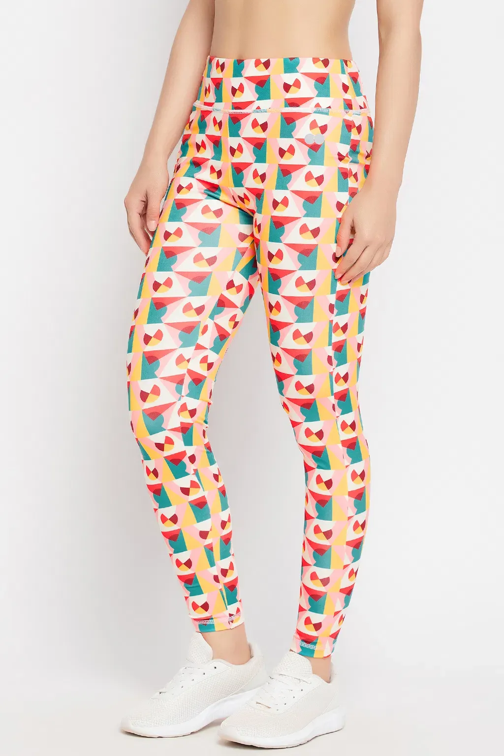 High Rise Geometric Print Active Tights in Multicolour image 3