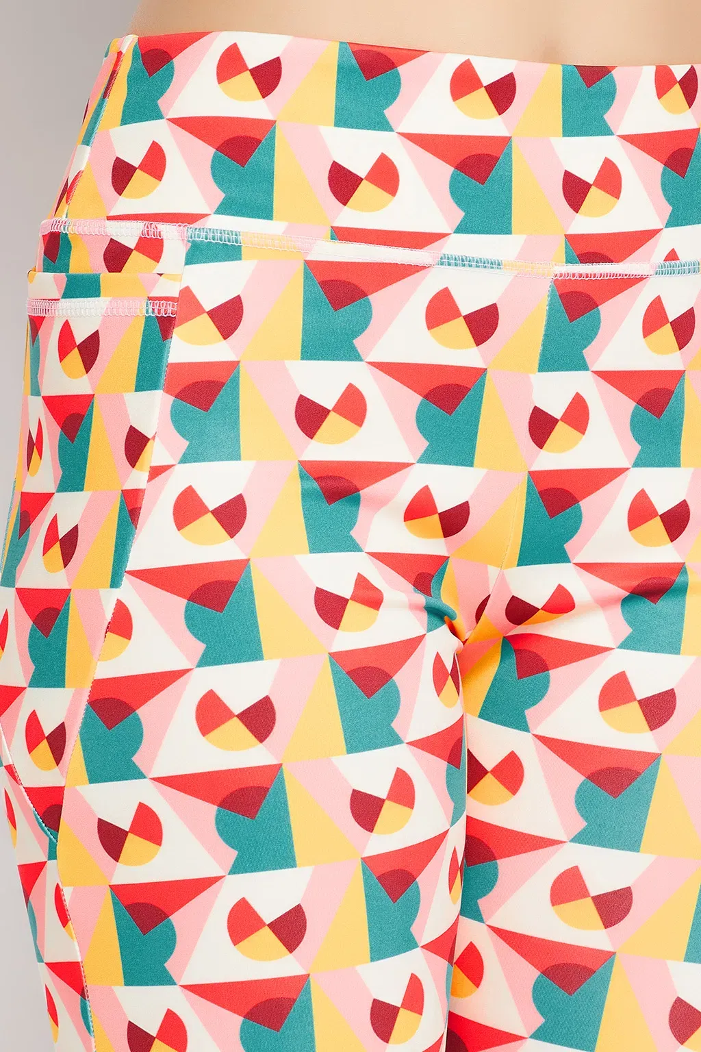 High Rise Geometric Print Active Tights in Multicolour image 4