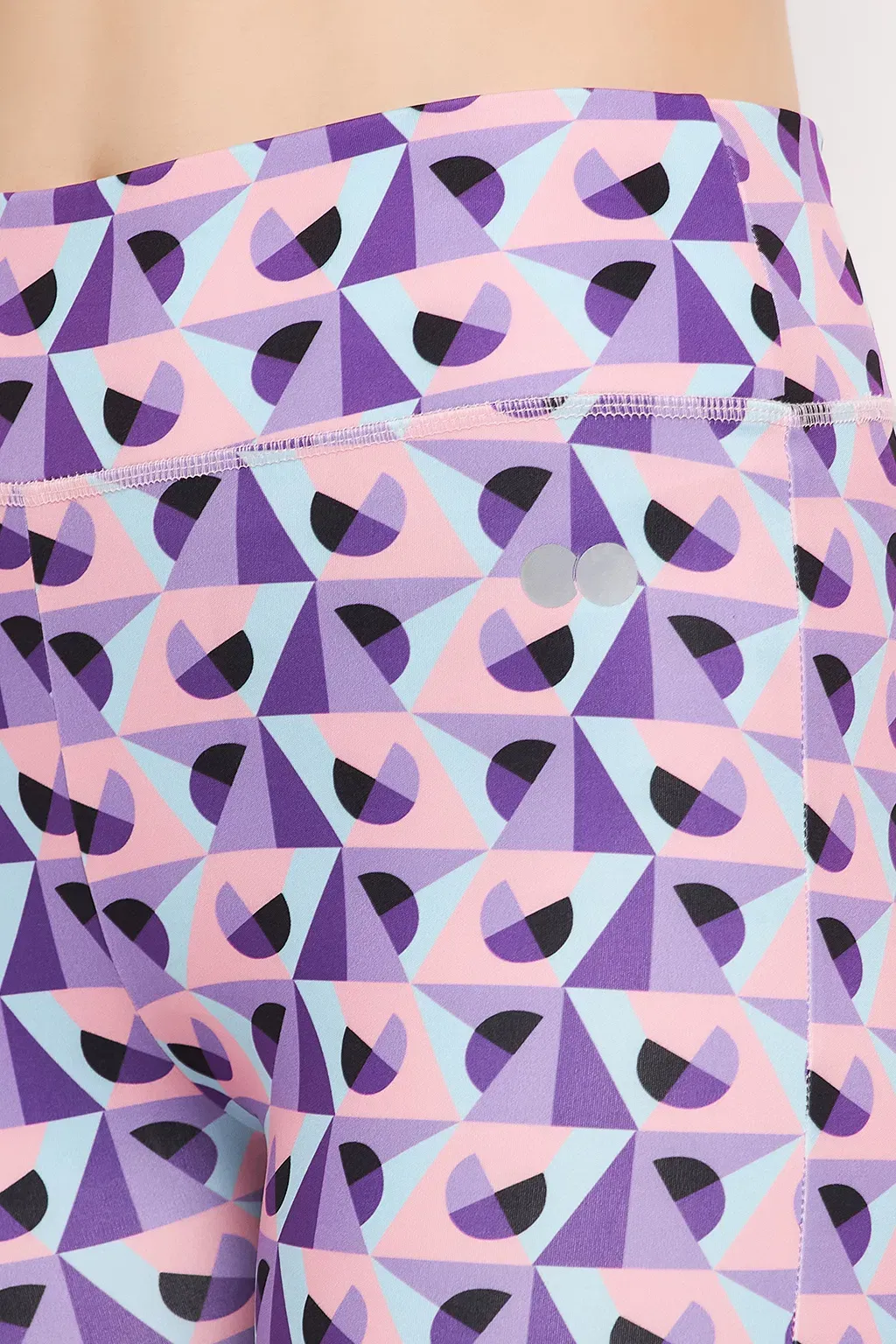 High Rise Geometric Print Active Tights in Purple with Side Pocket image 3