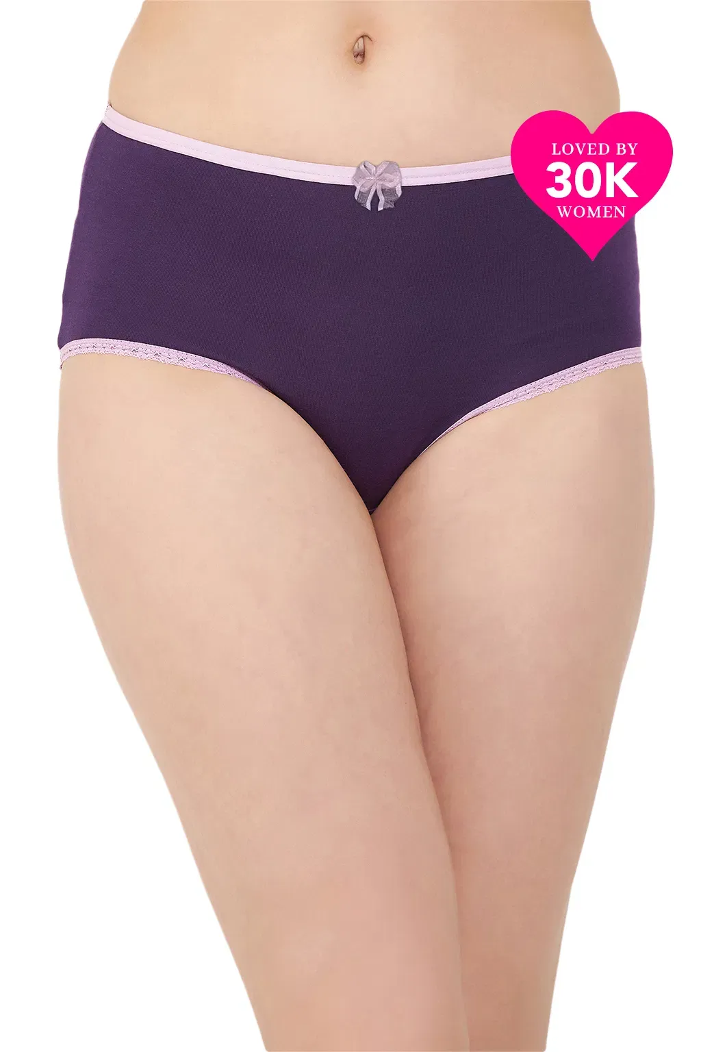 High Waist Hipster Panty in Purple - Cotton image 5