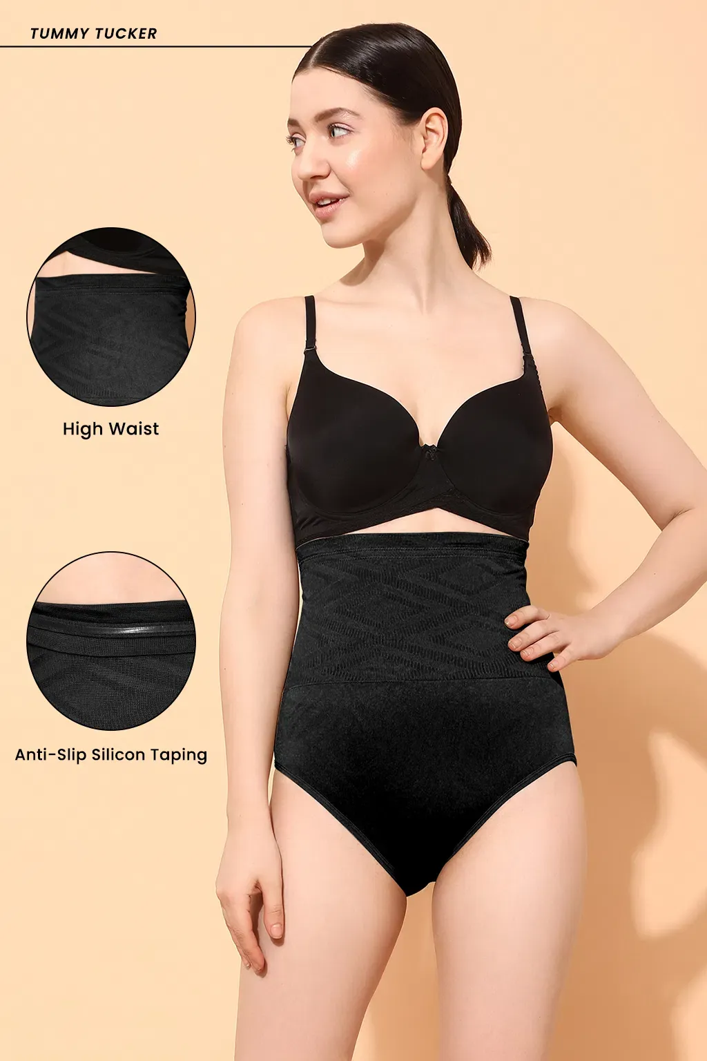 High Waist Tummy Tucker in Black image 4
