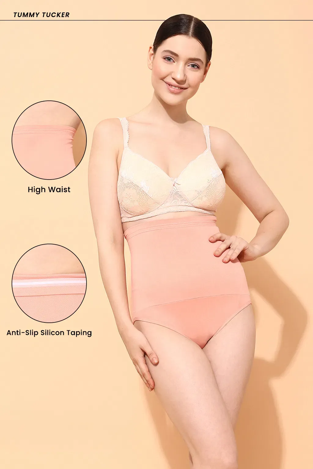 High Waist Tummy Tucker in Peach Colour image 4