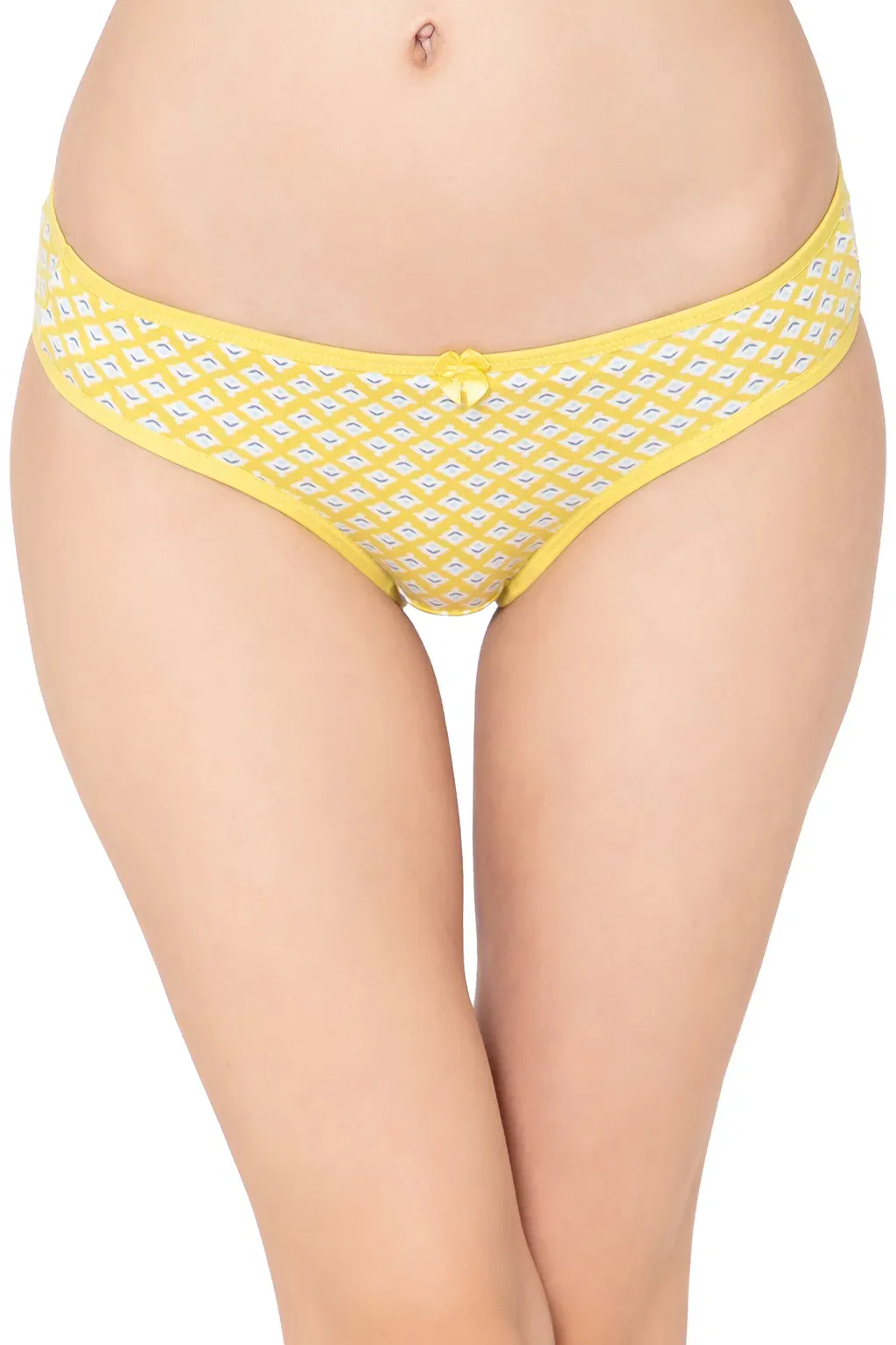 Low Waist Printed Bikini Panty in Yellow - Cotton image 2