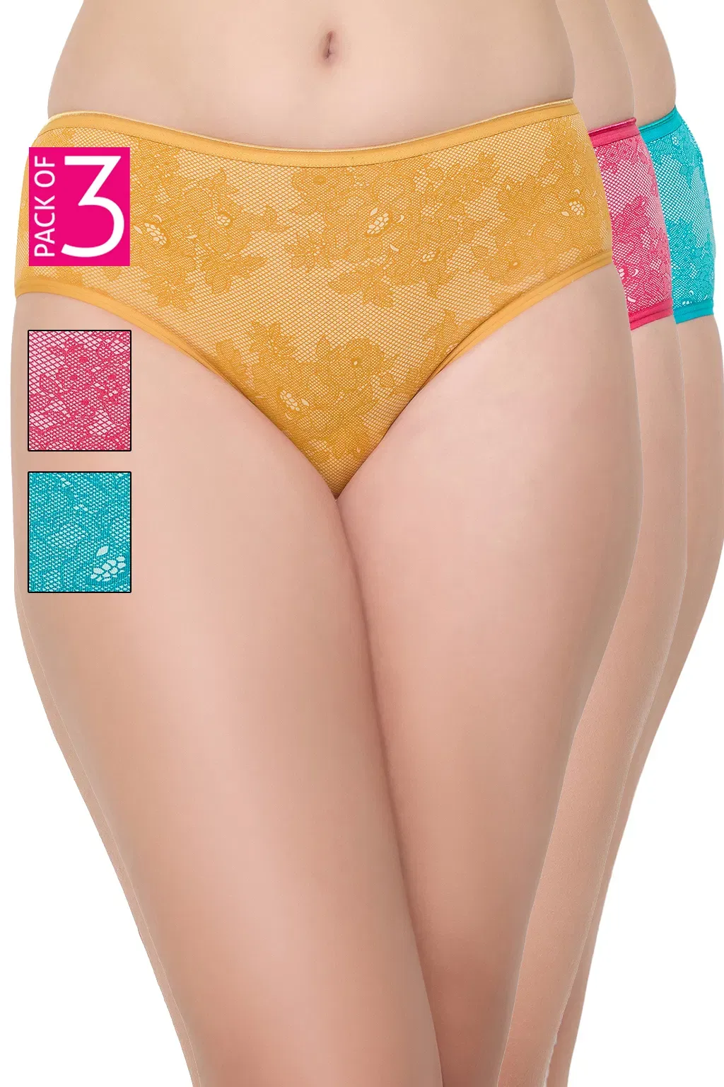 Pack of 3 Printed Mid Waist Hipster Panties - Cotton image 5