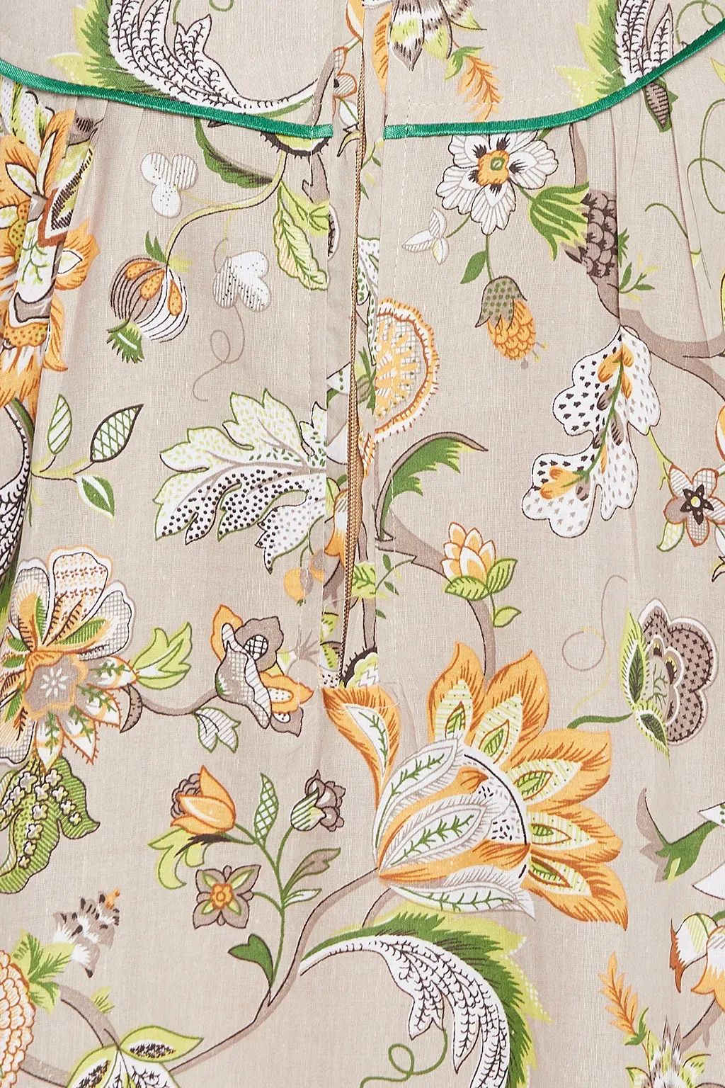 Pretty Florals Long Nighty in Beige - Cotton