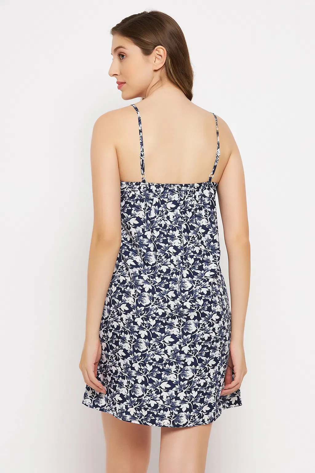 Pretty Florals Resort Wear Dress in Navy - Crepe image 4
