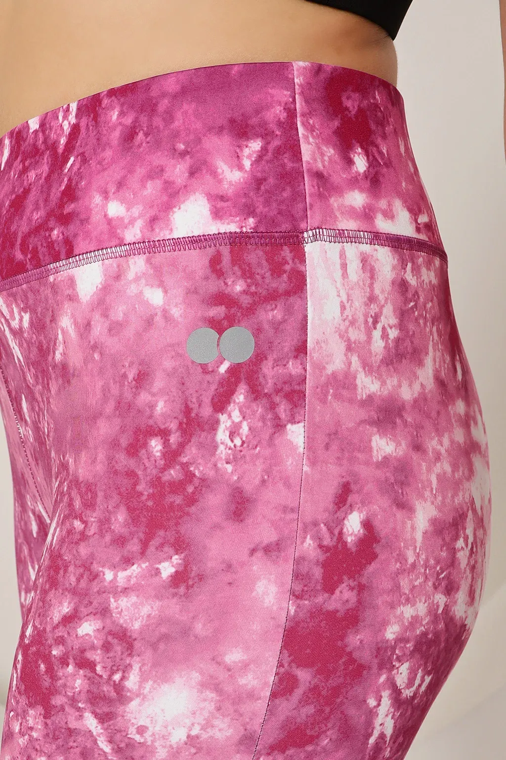 Snug Fit Ankle-Length High-Rise Active Tie-Dye Print Tights in Pink image 2