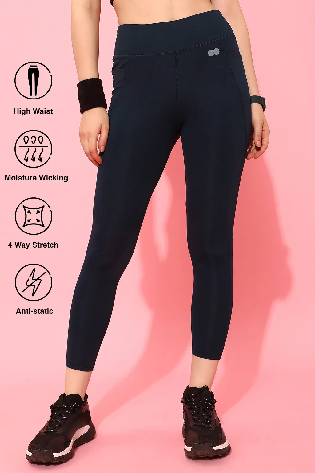 Snug Fit High Rise 4 Pocket Active Tights in Navy image 5