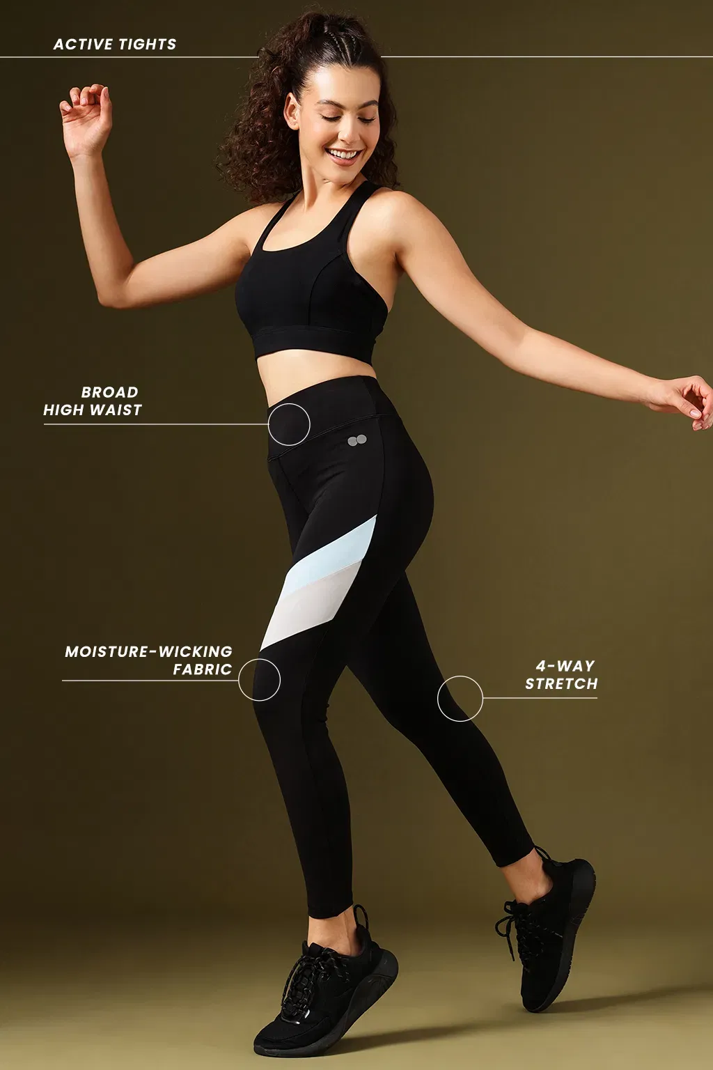 Snug Fit High-Rise Active Tights in Black